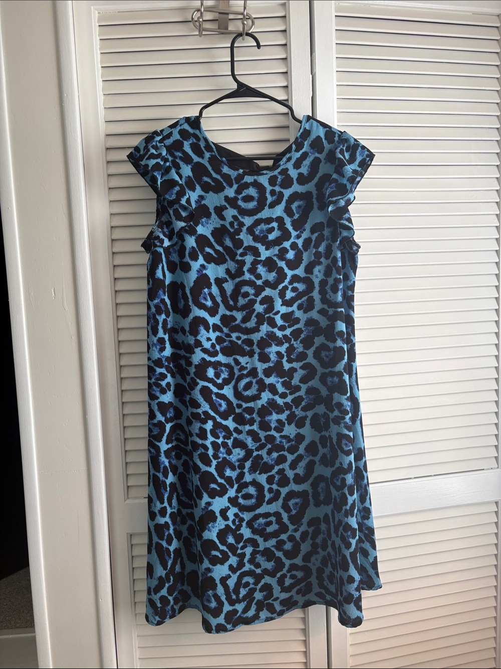 Blue and Black Leopard Print Mini Dress